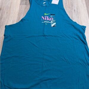 Nike Men’s Teal Tank Top with Pink & Neon Logo